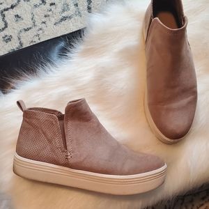 Faux Suede Sneakers in Taupe